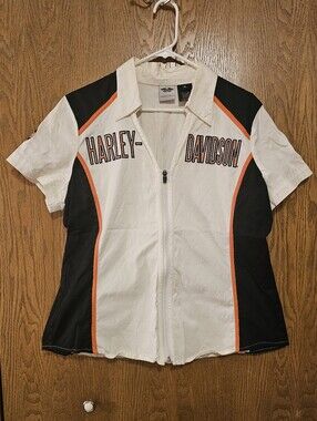 Womans Harley Davidson Color Block Embroidered Zip Up